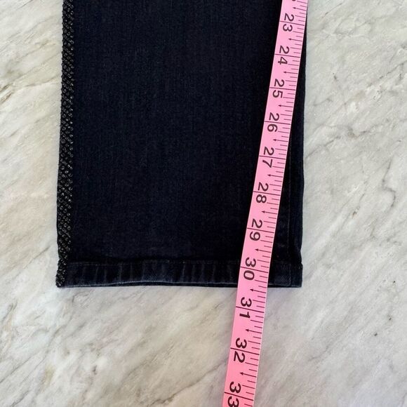 NYDJ high rise embellished side stripe jeans size 14 dark navy - Picture 8 of 9